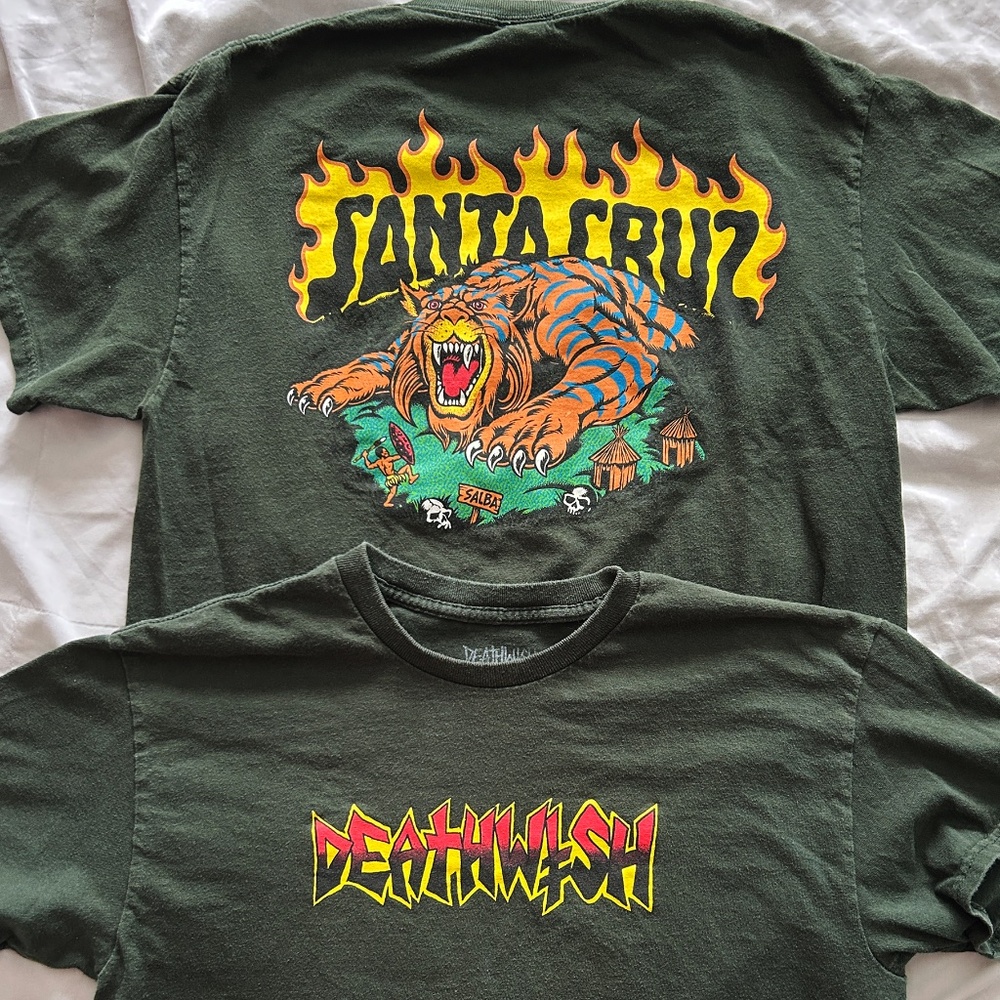 SANTA CRUZ & DEATHWISH Skateboard Shirts Size Men's Small Medium